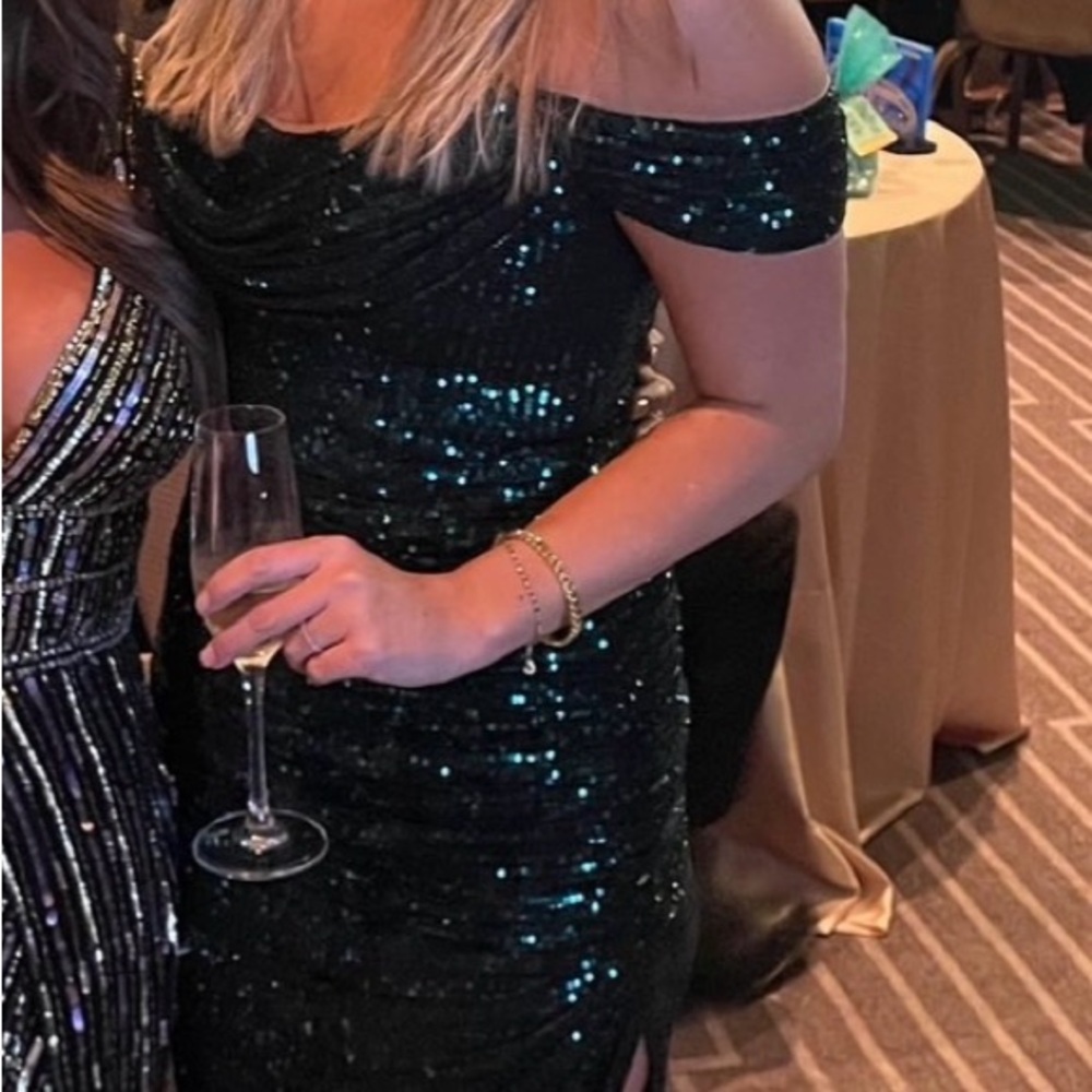 Elegant Black Sequin Off-Shoulder Dress